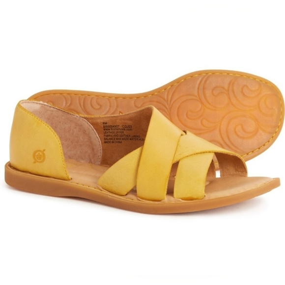 NEW Born Ithica Open-Toe Sandals - Leather For Women in Yellow - Picture 1 of 6